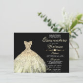 Elegantes Spanisch Quinceañera Mis Quince Einladun Einladung (Stehend Vorderseite)