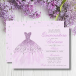 Elegantes Spanisch Quinceañera Mis Quince Lila Einladung<br><div class="desc">Moderne und dennoch elegante Einladungen in Quinceañera Mis Quince Anos. Glitzer Diamant Tiara / Krone und Kleid / Kleid / Kleid. Hellblütenlavender lila mit farbenfrohen blauen Farben. Einfache Bearbeitung von Vorlagenkarten. Perfekt für die 15. Geburtstagsfeier.</div>