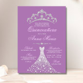 Elegantes Spanisch Quinceañera Mis Quince Lila Einladung