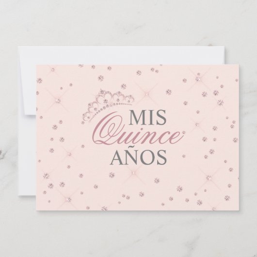 Elegantes Spanisch Quinceañera Mis Quince Pink Ros Einladung (Rückseite)