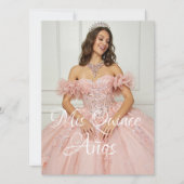 Elegantes Spanisch Quinceañera Mis Quince Pink Ros Einladung (Vorderseite)