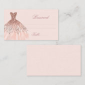 Elegantes Spanisch Quinceañera Mis Quince Pink Ros Platzkarte (Vorne/Hinten)