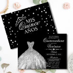 Elegantes Spanisch Quinceañera Mis Quince Silver Einladung<br><div class="desc">Moderne und dennoch elegante Einladungen in Quinceañera Mis Quince Anos. Glitzer Diamant Tiara / Krone und Kleid / Kleid / Kleid. Hellrot-weiß-silberfarben. Einfache Bearbeitung von Vorlagenkarten. Perfekt für die 15. Geburtstagsfeier.</div>
