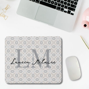 Elegantes spanisches Fliesen-Monogramm-Schriftname Mousepad