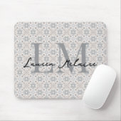 Elegantes spanisches Fliesen-Monogramm-Schriftname Mousepad (Mit Mouse)