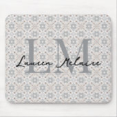 Elegantes spanisches Fliesen-Monogramm-Schriftname Mousepad (Vorne)