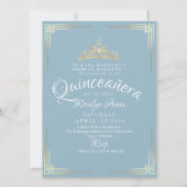 Elegantes spanisches Quinceañera Mis Quince Blue G Einladung (Rückseite)