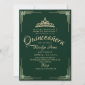 Elegantes spanisches Quinceañera Mis Quince Green Einladung (Rückseite)