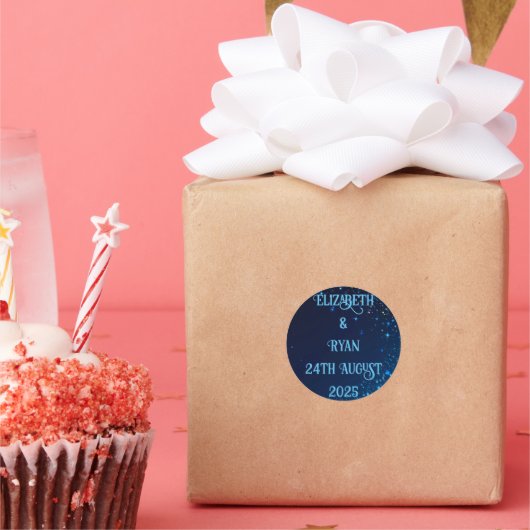 Elegantes Sparkle Design für Hochzeitsaufkleber Runder Aufkleber (Party)