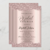Elegantes Sparkle Frame Rose Gold Brautparty Einladung (Vorne/Hinten)