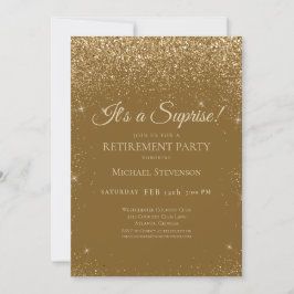 Elegantes Sparkle Gold Surprise Retirement Party Einladung
