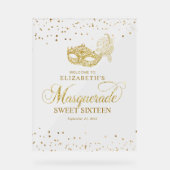 Elegantes Sparkling Gold Glitzer Masquerade Party Acrylschild (Vorderseite)