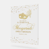 Elegantes Sparkling Gold Glitzer Masquerade Party Acrylschild (Winkel)