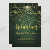 Elegantes Sparkling Gold String Lights Brautparty Einladung (Vorne/Hinten)