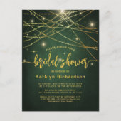 Elegantes Sparkling Gold String Lights Brautparty Einladungspostkarte (Vorderseite)