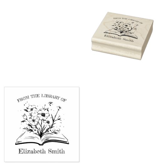 Elegantes, spielerisches Buch, das aus der Bibliot Gummistempel (Stempel)