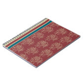 Elegantes Spiral Notebook, Maroon, Blue Floral Notizblock (Linke Seite)