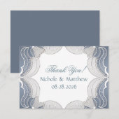 Elegantes Spitzen auf Blue Wedding Brautparty Dankeskarte (Vorne/Hinten)