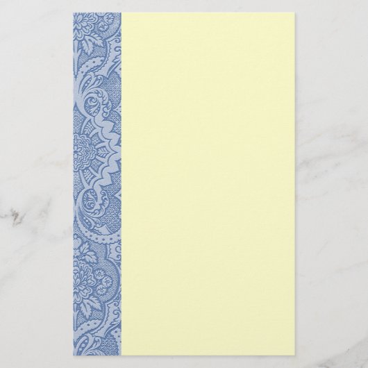 Elegantes Spitzen- Blau Briefpapier (Vorderseite)