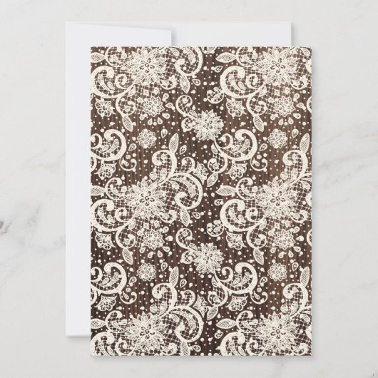 Elegantes Spitzen Dessous Dusche rustikales Holz Einladung (Rückseite)