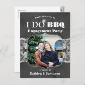 Elegantes Spitzen Foto I DO Verlobung Einladung Postkarte (Vorne/Hinten)