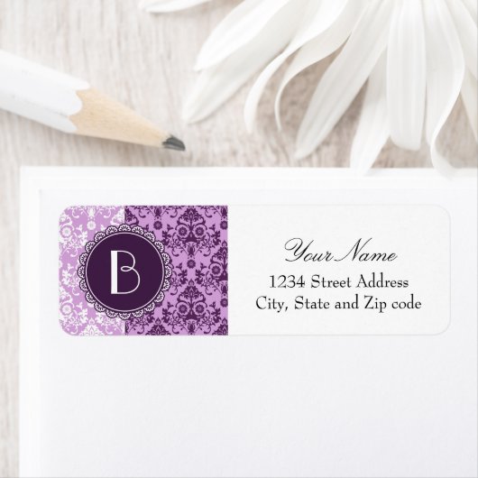 Elegantes Split Damask Muster mit Monogramm (Insitu)