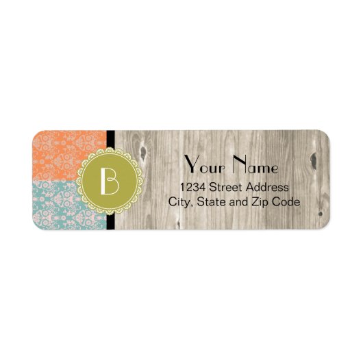 Elegantes Split Damask Muster mit Monogramm (Vorne)