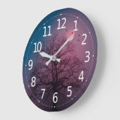 Elegantes Spooky Halloween Themenbaum Monte Artwor Große Wanduhr (Winkel)