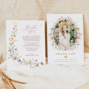 Elegantes Spring Wildblume Garden Abschluss Foto Dankeskarte