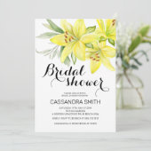 Elegantes Spring Yellow Lily Floral Brautparty Einladung (Stehend Vorderseite)