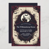 Elegantes Spuk Haus Halloween Einladung (Vorne/Hinten)