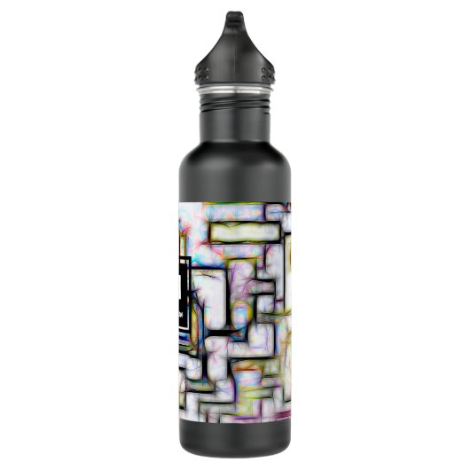 Elegantes Square Modern Watercolor Pattern Monogra Edelstahlflasche (Rechts)