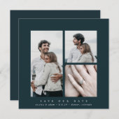 Elegantes Square Multi-Foto Save The Date (Vorne/Hinten)