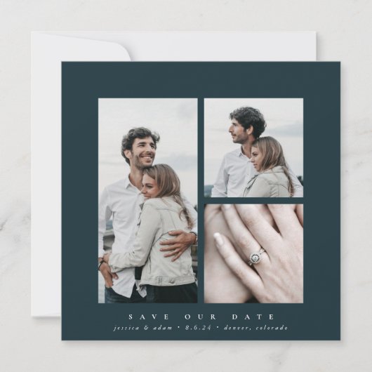 Elegantes Square Multi-Foto Save The Date (Vorderseite)