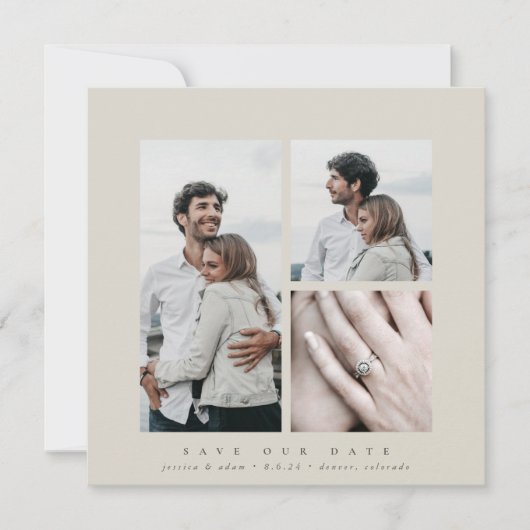 Elegantes Square Multi-Foto Save The Date (Vorderseite)