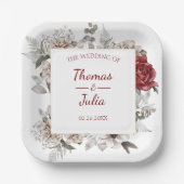 Elegantes Square Party mit Aquarellfarben-Blume Pappteller (Vorderseite)