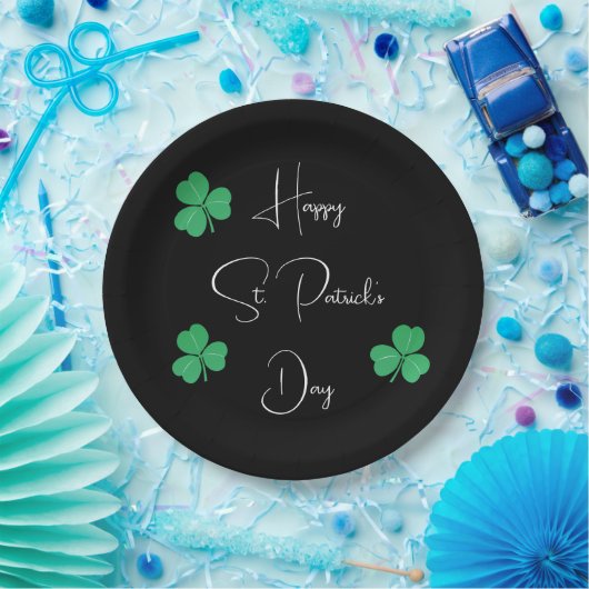 Elegantes St. Patricks Day-Kleeblatt Pappteller (Party)