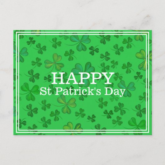 Elegantes St Patrick's Day Kleeblatt Pattern - Gre Postkarte (Vorderseite)