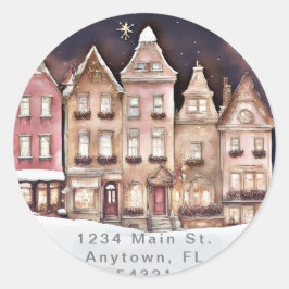 Elegantes Stadtbild - Personalisiertes Adressetike Runder Aufkleber