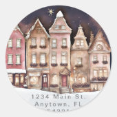 Elegantes Stadtbild - Personalisiertes Adressetike Runder Aufkleber (Vorderseite)