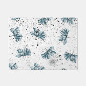 Elegantes Stahlblau Blumendesign Fußmatte (Vorderseite)