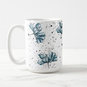 Elegantes Stahlblau Blumendesign Kaffeetasse