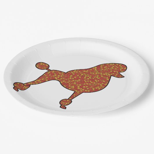 Elegantes Standard Poodle Silhouette Party Pappteller (Schrägansicht)