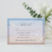 Elegantes Starfish Beach Theme Wedding RSVP Karte (Stehend Vorderseite)