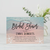 Elegantes Starfish Beach Wedding Brautparty Einladung (Stehend Vorderseite)