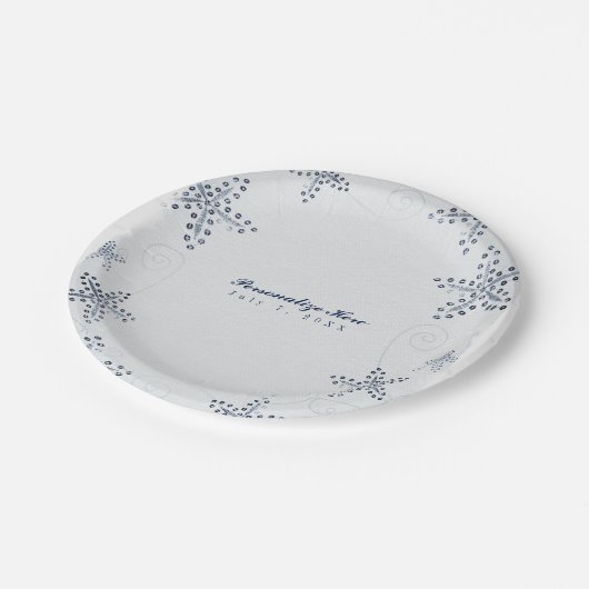 Elegantes Starfish & Sequins Blue Beach Party Pappteller (Schrägansicht)