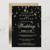 Elegantes Starlight in Schwarz und Gold Einladung (Vorne/Hinten)