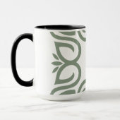 Elegantes Staub-Salbei-Grün-Monogramm-Script Tasse (Links)