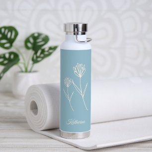 Elegantes Staubblau Einfache Blume  Trinkflasche