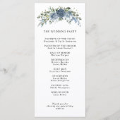 Elegantes staubblaues Blumen-Hochzeitsprogramm Programm (Rückseite)